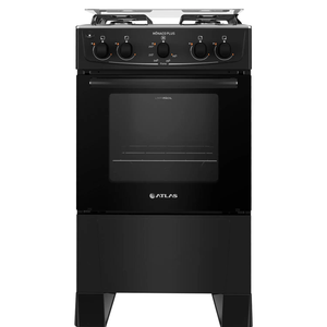 Fogão 4 Bocas Atlas Mônaco Plus Mesa Inox Preto Bivolt
