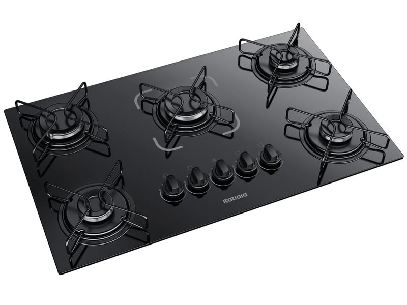 Cooktop-5-Bocas-Itatiaia-Essencial-Mesa-de-Vidro-Preto-Bivolt