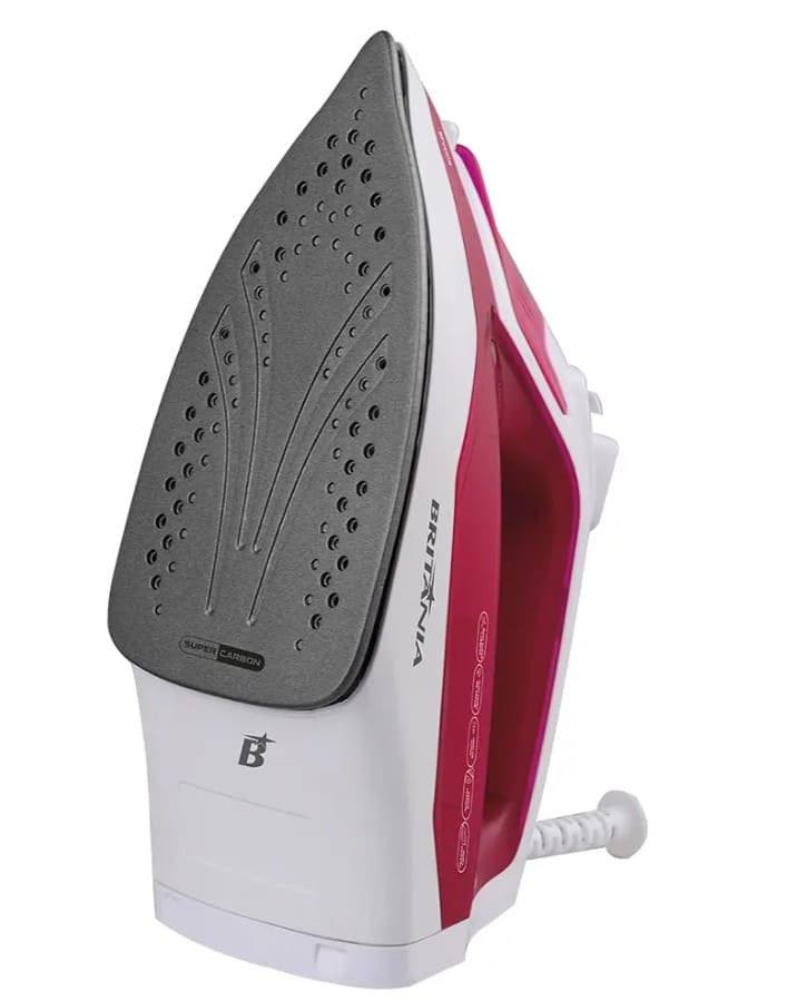 Ferro-de-Passar-a-Vapor-e-a-Seco-Salva-Botoes-Britania-BFV201-1250W---Branco-Rosa