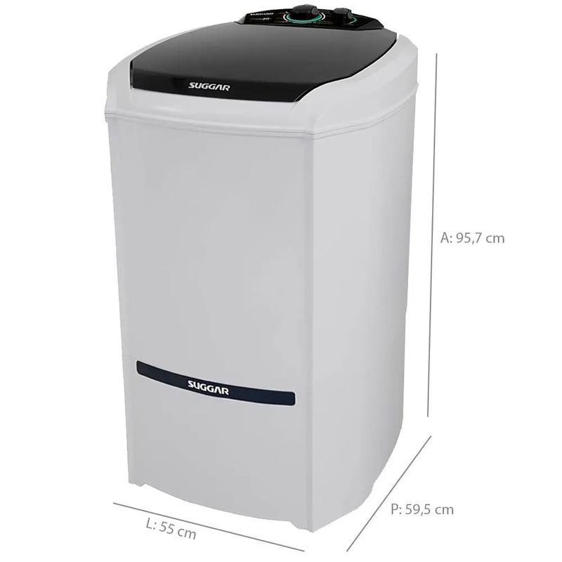 Maquina-de-Lavar-Suggar-Lavamax-Eco-20kg-Semiautomatica-com-Timer-LE200-Preta-Branca