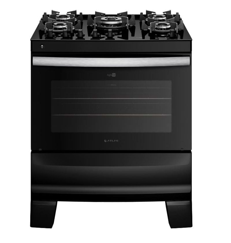 Fogao-5-Bocas-Preto-com-Mesa-de-Vidro-Atlas-Agile-Up