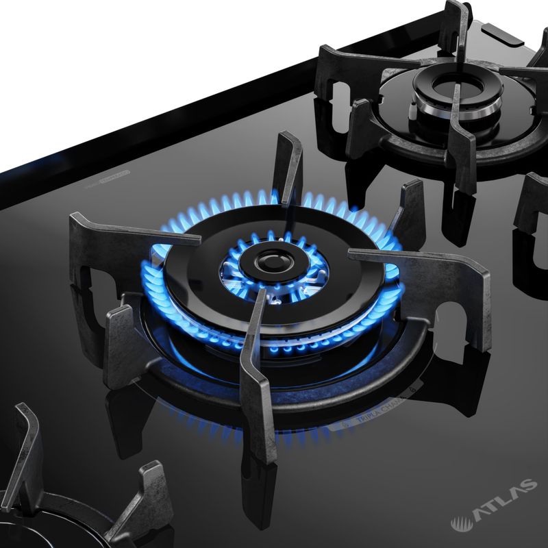 Fogao-5-Bocas-Preto-com-Mesa-de-Vidro-Atlas-Agile-Up