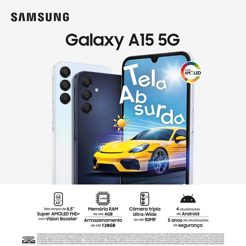 Smartphone-Samsung-Galaxy-A15-5G-6.5--Octa-Core-128GB-4GB-Camera-Tripla
