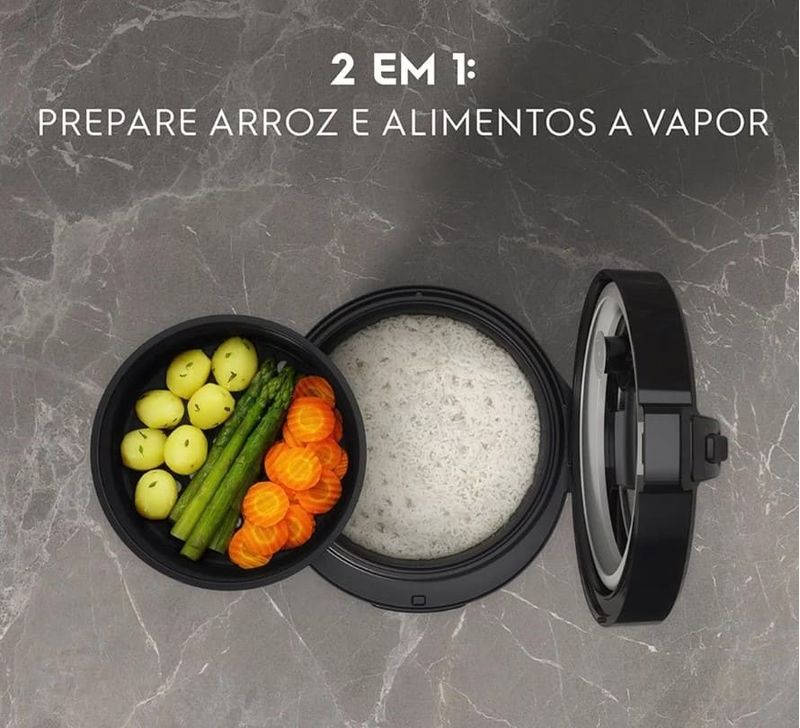 Panela-de-Arroz-Eletrica-Electrolux-2L-Cor-Preto-Inox-Efficient-2-em-1-com-Visor-Glass-por-Rita-Lobo--ERC10-