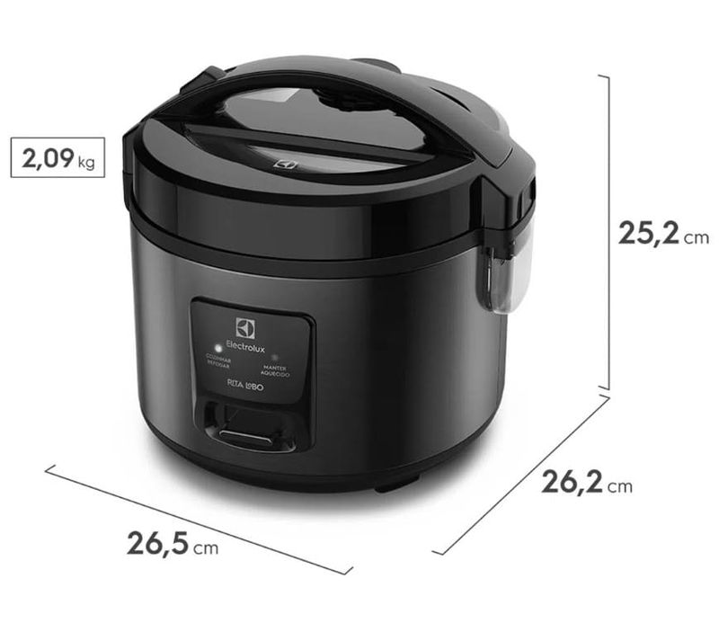 Panela-de-Arroz-Eletrica-Electrolux-2L-Cor-Preto-Inox-Efficient-2-em-1-com-Visor-Glass-por-Rita-Lobo--ERC10-