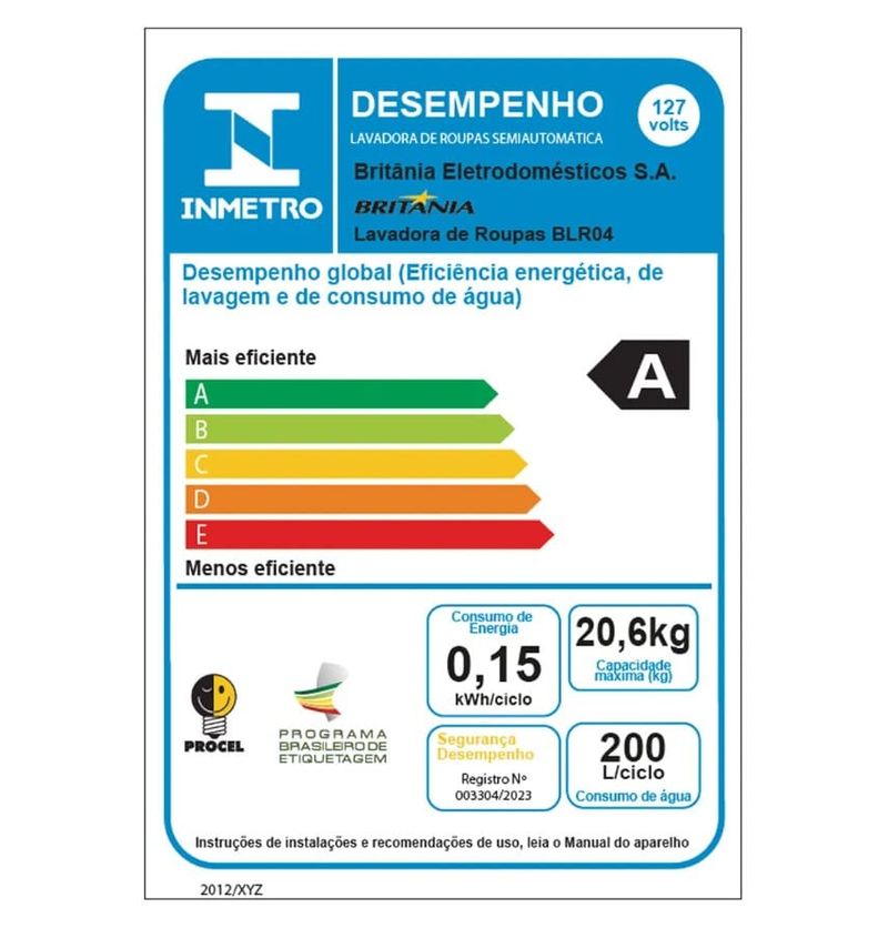 Lavadora-Semiautomatica--tanquinho--Britania-BLR04-7-Programas-206KG-510W