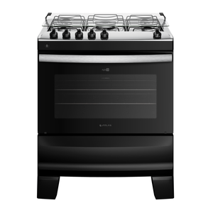 Fogão 5 Bocas Preto com Mesa Inox Atlas Agile Up