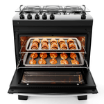 Fogao-5-Bocas-Preto-com-Mesa-Inox-Atlas-Agile-Up