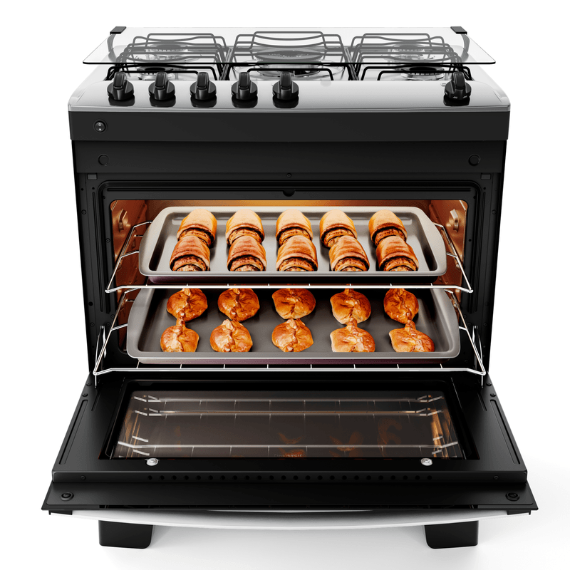 Fogao-5-Bocas-Preto-com-Mesa-Inox-Atlas-Agile-Up