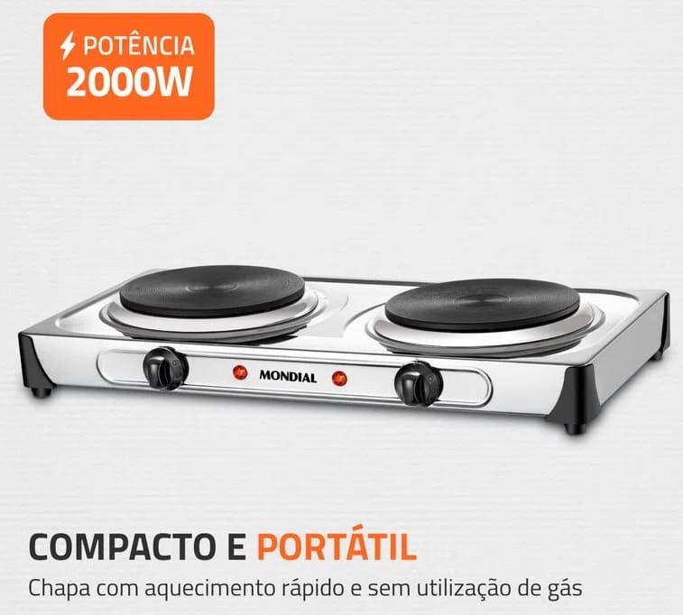 Fogao-Eletrico-Mondial-2-Bocas-Fast-Cook-FE-03-Inox