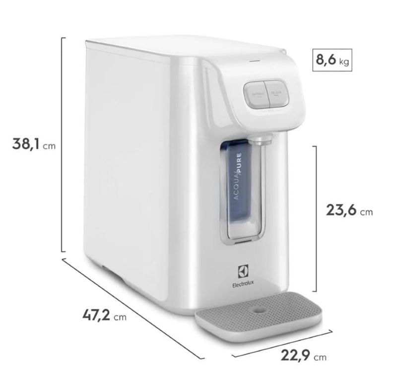 Purificador Electrolux Experience Água Fria. Natural e Gelada com Compressor Branco (PC01B)
