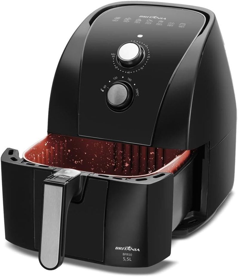 Fritadeira-Air-Fryer-Britania-55L-Antiaderente-Redstone-1500W-BFR50