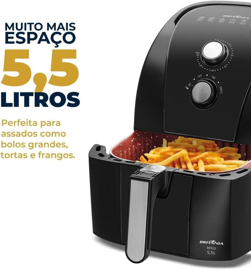 Fritadeira-Air-Fryer-Britania-55L-Antiaderente-Redstone-1500W-BFR50
