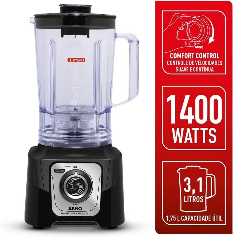 Liquidificador-Arno-Powermax-Preto-1400W-Comfort-Control