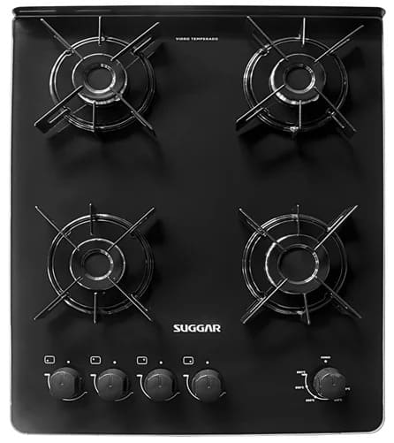 Fogao-4-Bocas-Suggar-Neo-Glass-FGVNG410PT-Mesa-de-Vidro-Preto