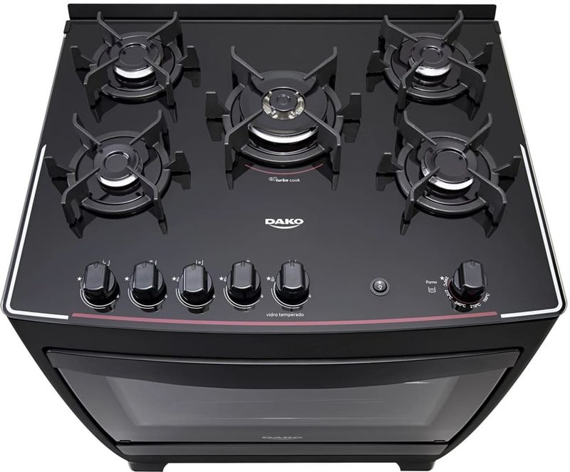 Fogao-5-Bocas-Dako-Supreme-Glass-Mesa-de-Vidro-Preto
