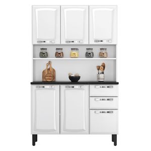 Kit de Cozinha Compacta 120 em Aço 6 Portas 2 Gavetas Pratika