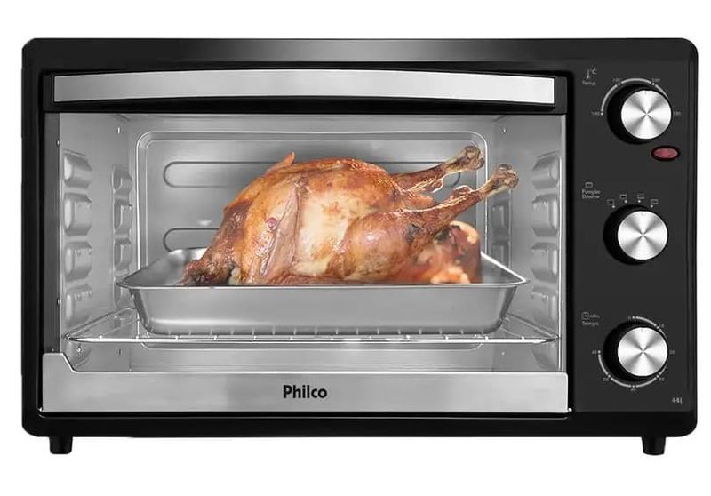 Forno-Eletrico-de-Bancada-44L-Timer-e-Grelha-Deslizante-Philco-PFE44P---Preto
