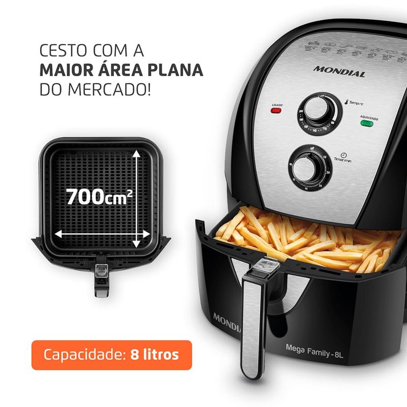 Fritadeira-Eletrica-8-Litros-Air-Fryer-Mondial-AFN80BI-Preta-110V