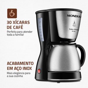 Cafeteira Elétrica Mondial 30 Xícaras Dolce Arome C-37 Preto com Inox