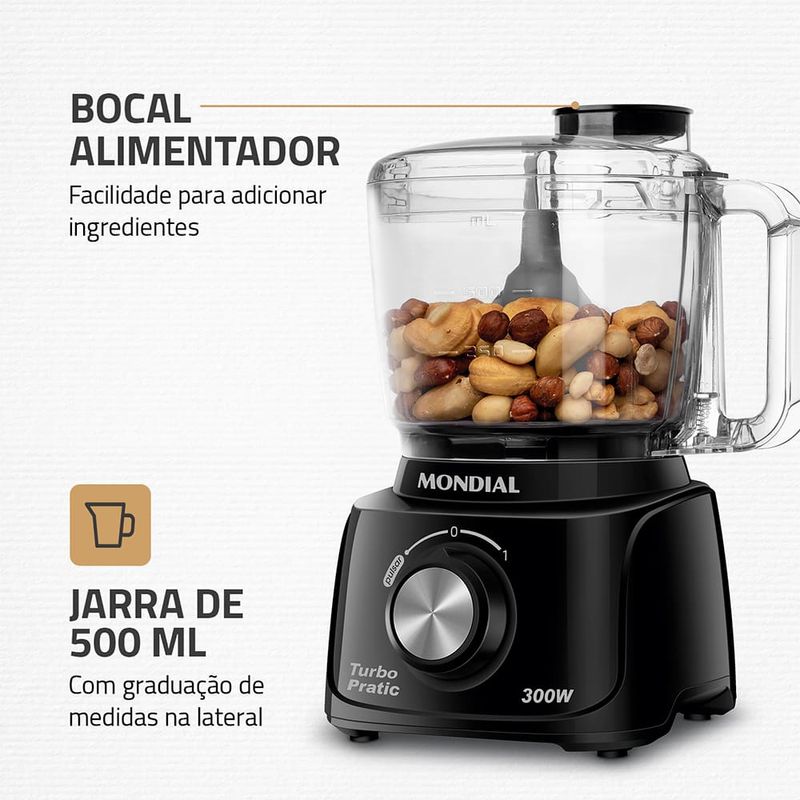 Mini-Processador-Turbo-Pratic-Mondial-MP16B-Preto