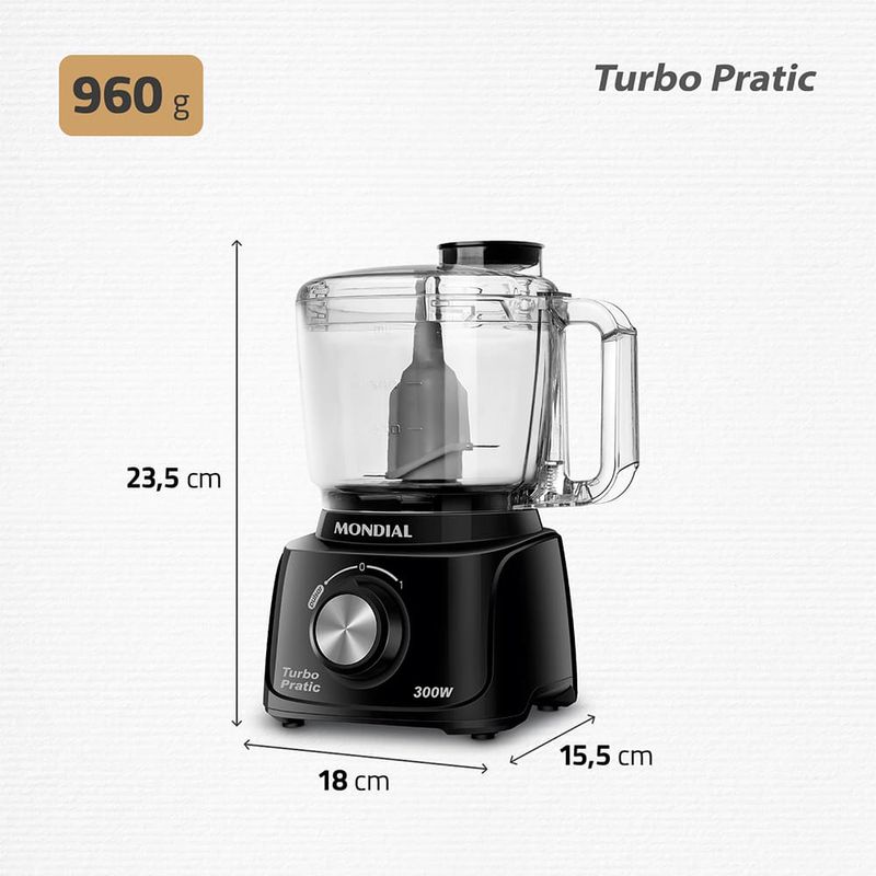 Mini-Processador-Turbo-Pratic-Mondial-MP16B-Preto