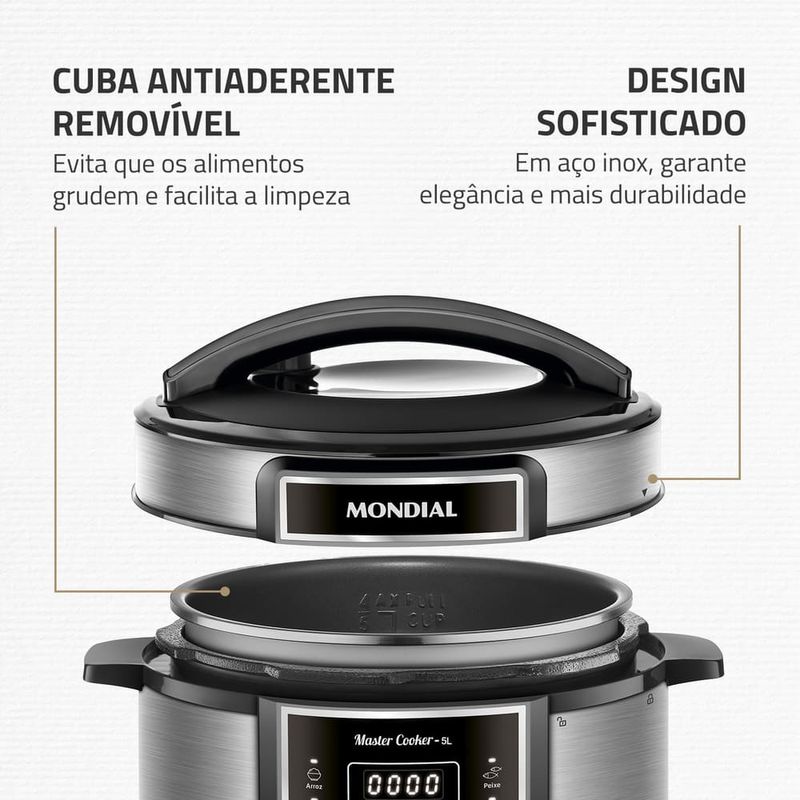 Panela-de-Pressao-Eletrica-Mondial-5-Litros-PE-38-Preta-com-Inox-127V