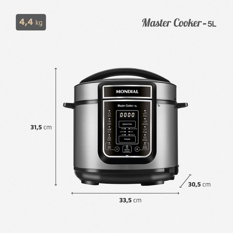 Panela-de-Pressao-Eletrica-Mondial-5-Litros-PE-38-Preta-com-Inox-127V