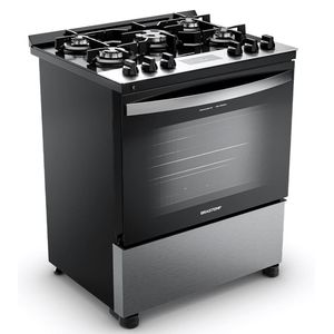 Fogão Brastemp 5 Bocas Cor Inox Com Mesa de Vidro, Turbo Chama e Timer - BFS5XAR