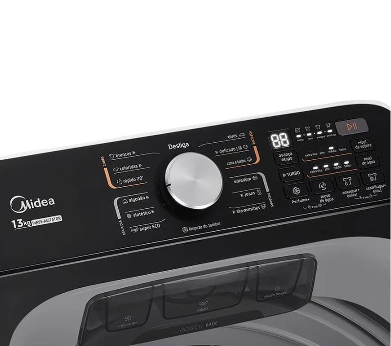 Maquina-de-Lavar-Midea-13kg-Automatica-Wave-Agitator-Cesto-Inox-MA512W130A---Branca