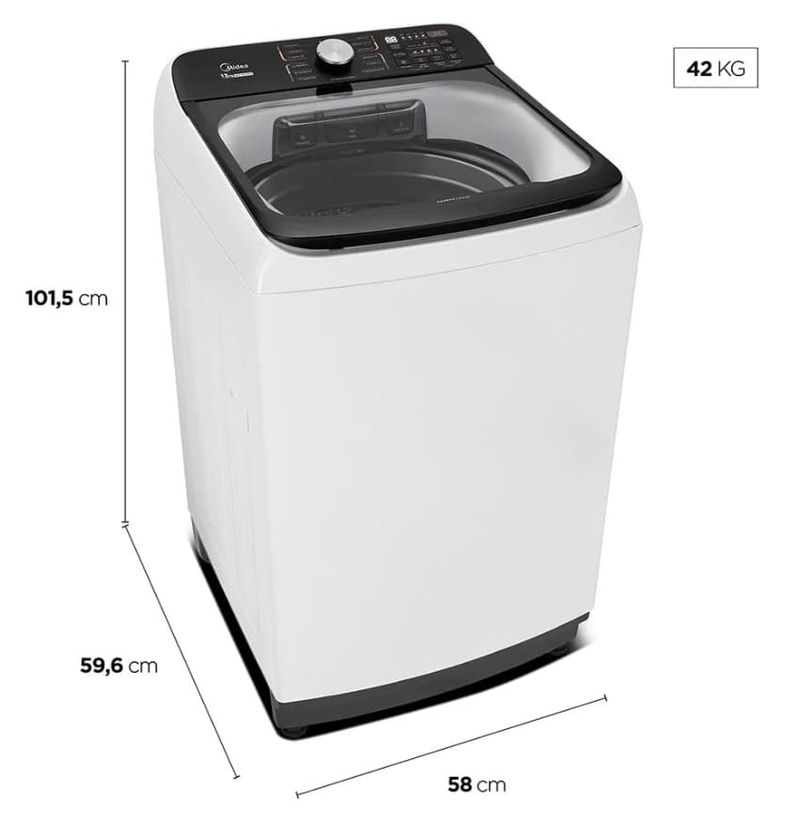 Maquina-de-Lavar-Midea-13kg-Automatica-Wave-Agitator-Cesto-Inox-MA512W130A---Branca