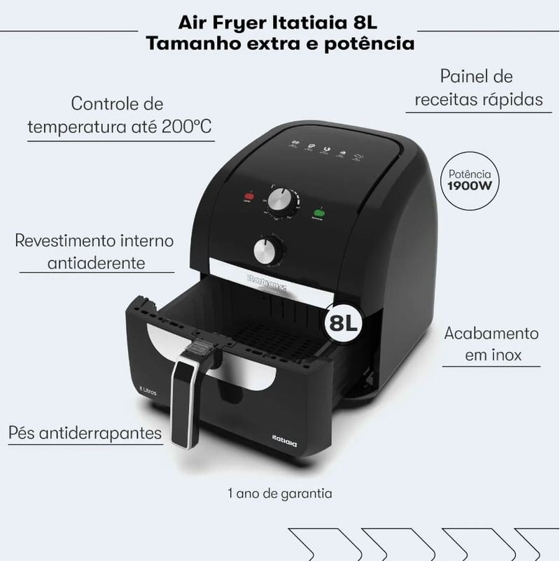 Fritadeira-Eletrica-8L-Air-Fryer-1900W-Sem-Oleo-Itatiaia-Preto