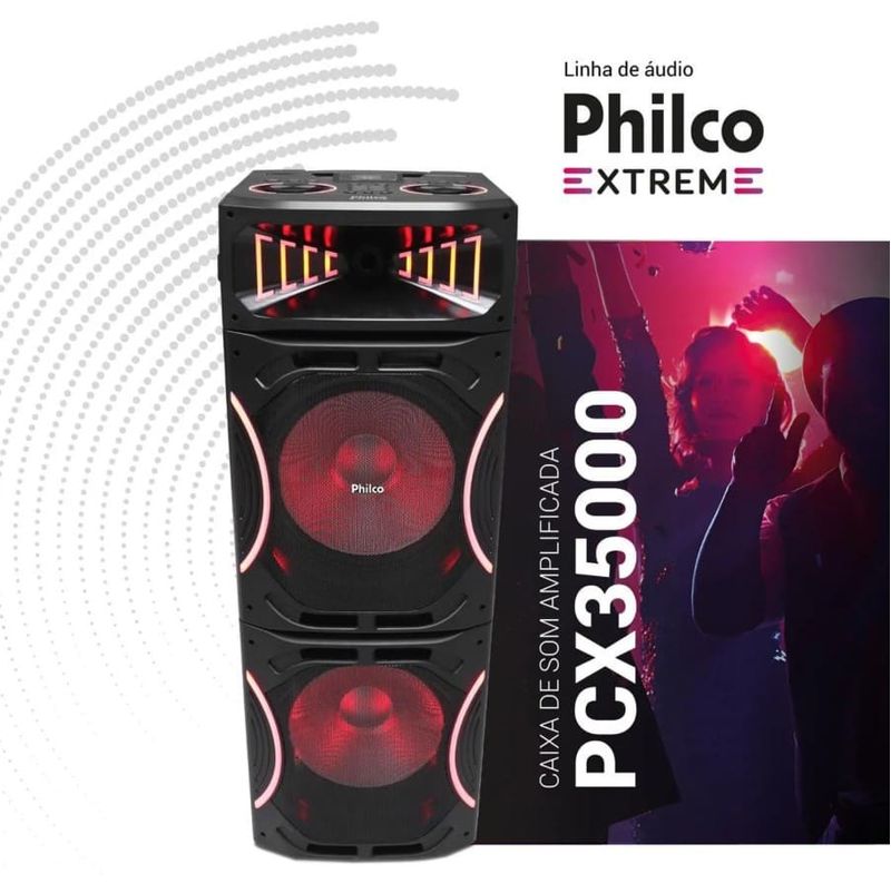 Caixa-de-Som-Acustica-Philco-Connection-Pcx35000-com-Bluetooth-Radio-FM-Funcao-Ex-Bass-e-Flash-Light-3500W