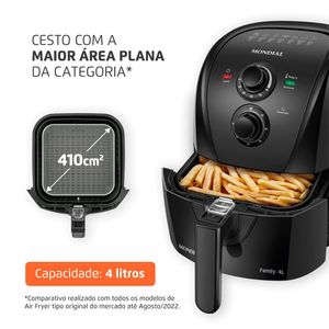 Fritadeira Elétrica 4 Litros Air Fryer Mondial AFN40BF Preta