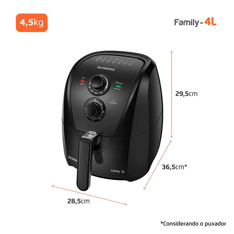 Fritadeira-Eletrica-4-Litros-Air-Fryer-Mondial-AFN40BF-Preta