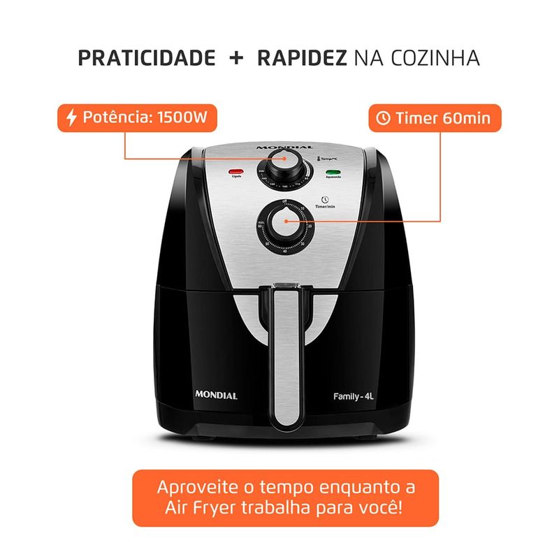 Fritadeira-Eletrica-4-Litros-Air-Fryer-Mondial-AFN-40BI-Inox