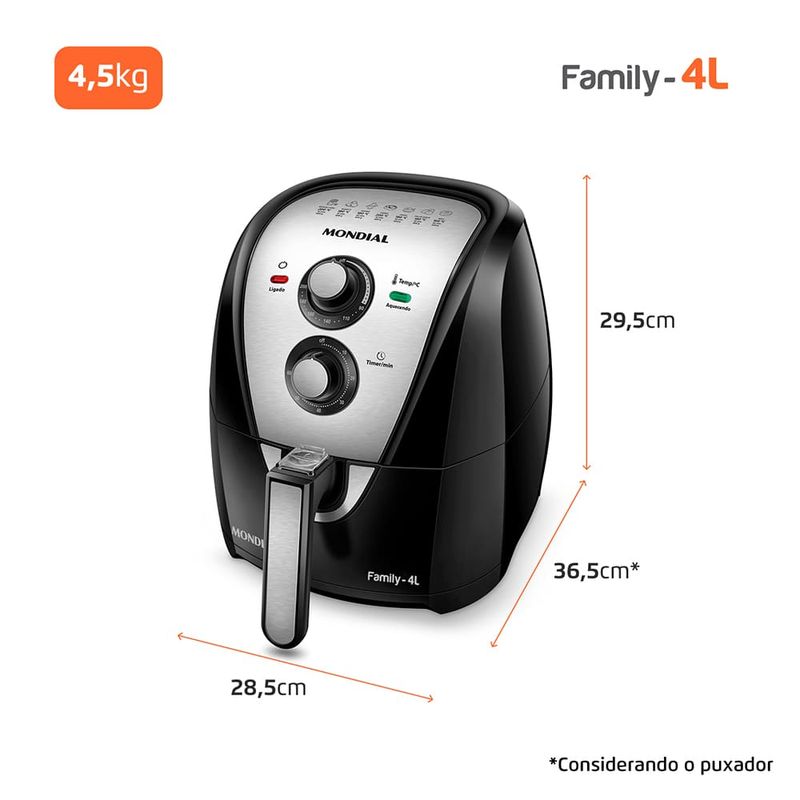 Fritadeira-Eletrica-4-Litros-Air-Fryer-Mondial-AFN-40BI-Inox
