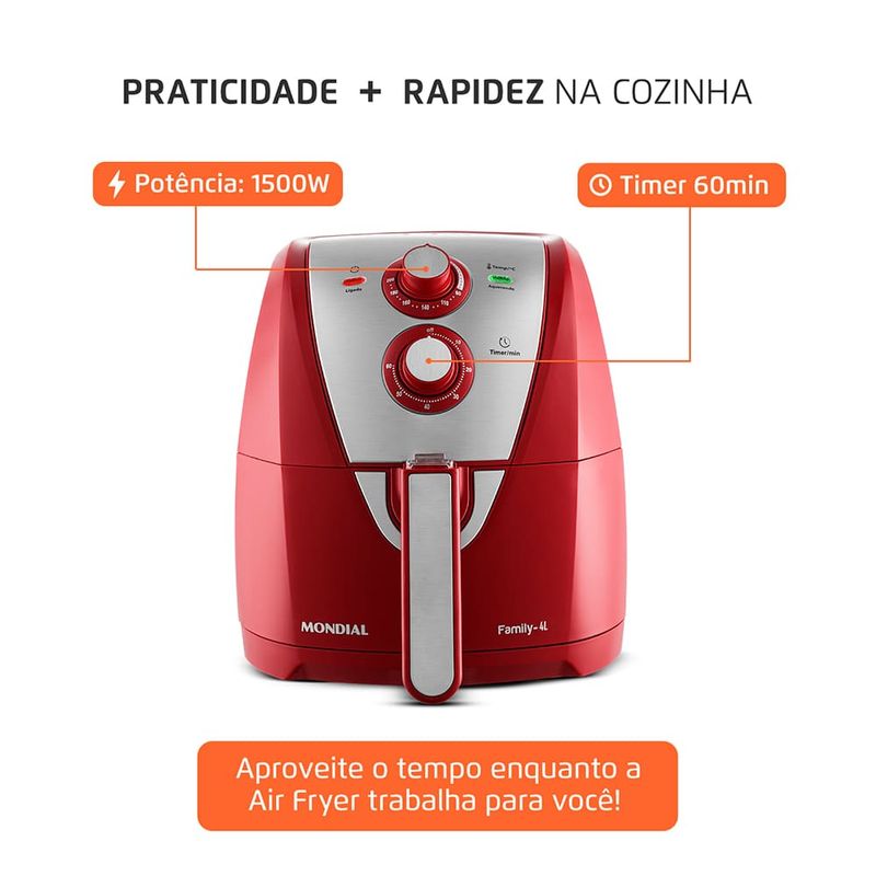 Fritadeira-Eletrica-4-Litros-Air-Fryer-Mondial-AFN40RI-Vermelha