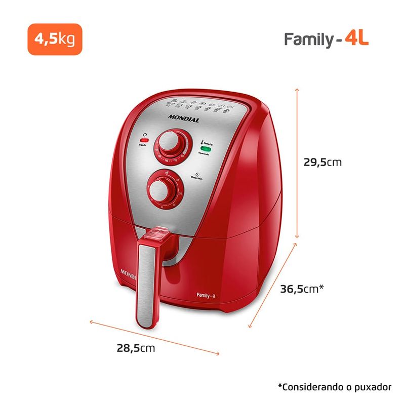 Fritadeira-Eletrica-4-Litros-Air-Fryer-Mondial-AFN40RI-Vermelha