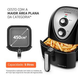 Fritadeira Elétrica 5 Litros Air Fryer Mondial AFN-50BI Preta