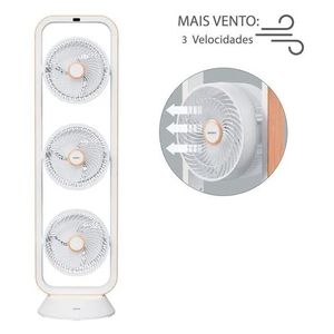 Ventilador Triplo Spirit Robot Branco Caramelo