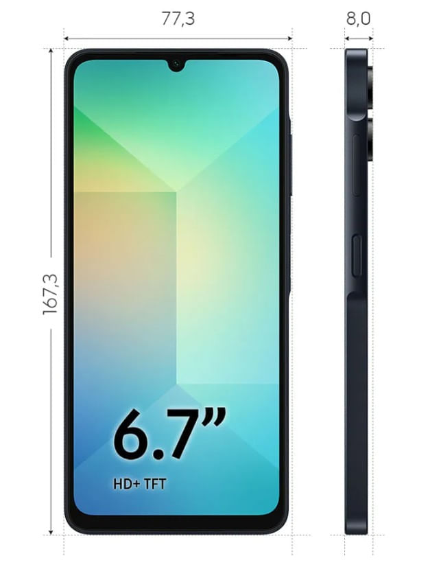 Smartphone-Samsung-Galaxy-A06-Azul-Escuro-com-Tela-de-67--4G-128GB-e-Camera-de-50MP---5MP---2MP---2MP-