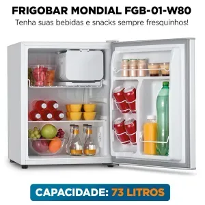 Frigobar Mondial 73 Litros FGB-01-W80 Porta Reversível Branco/Cinza