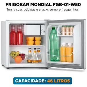 Frigobar Mondial 46 Litros FGB-01-W50 Porta Reversível Branco/Cinza