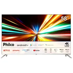Smart TV LED Philco 58” 4K Android, Dolby Audio, HDMI e USB - Prata
