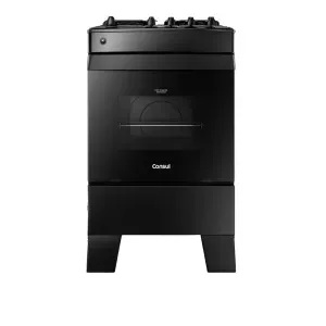 Fogão Consul 4 Bocas Preto - Mesa Esmaltada, Forno 58L - Bivolt