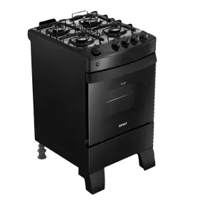 Fogão Consul 4 Bocas Preto - Mesa Esmaltada, Forno 58L - Bivolt