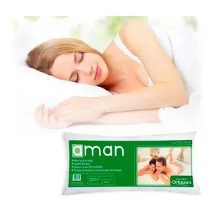 Travesseiro Ortobom Aman Corpo Inteiro 140x50cm em Fibras Siliconadas Macio